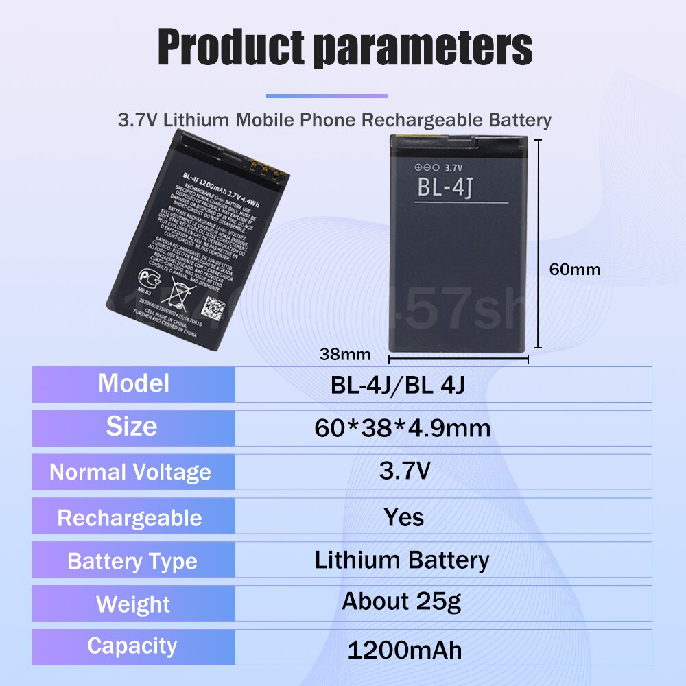 1 pz BL-4J BL 4J BL4J 3.7V 1200mAh batteria ricaricabile agli ioni di litio per Nokia C6 C6-00 C600 Lumia 620 tocco 3G cella di ricambio