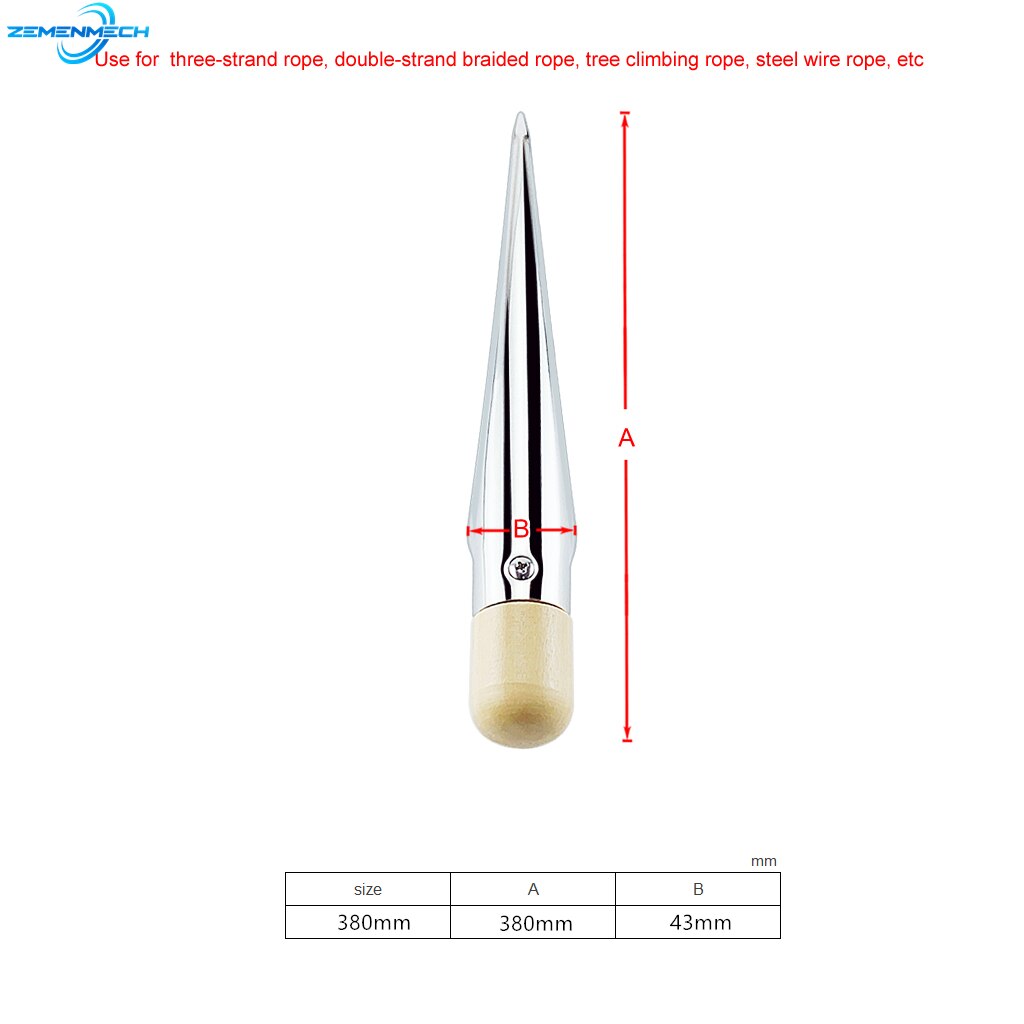 2PC Rope Splicing Fid Spike Stainless Steel Rope Splicing Spike Fid With Wooden Handle Yacht Boat Accessory Handle Strand Rigger