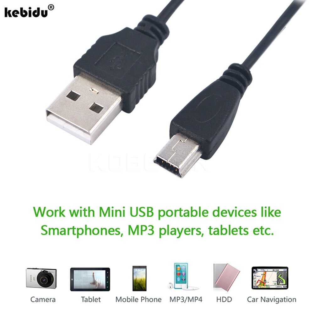 Kebidu Mini USB 5 Pin Sync Kabel USB Data & Charger Cable USB 2.0 EEN-Vrouwelijke voor MP3 /Mp4 Digitale Camera Externe Harde Schijven