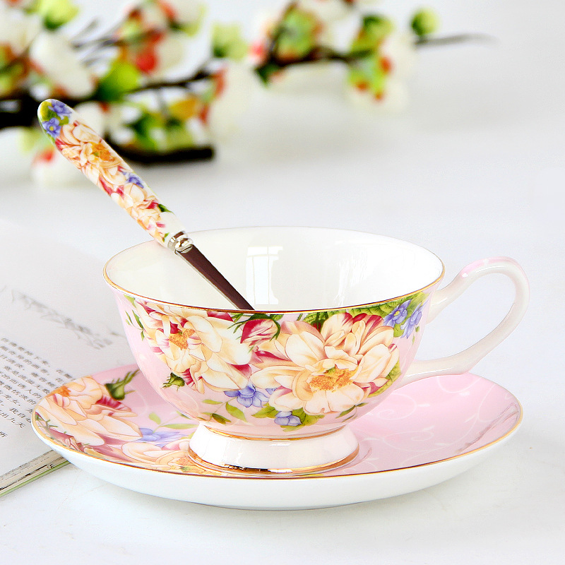 British Flower Pattern Afternoon Tea Cup Set Luxury Bone China Coffee Cup Europe Porcelain Ceramic Mug Cafe Party Drinkware: 5