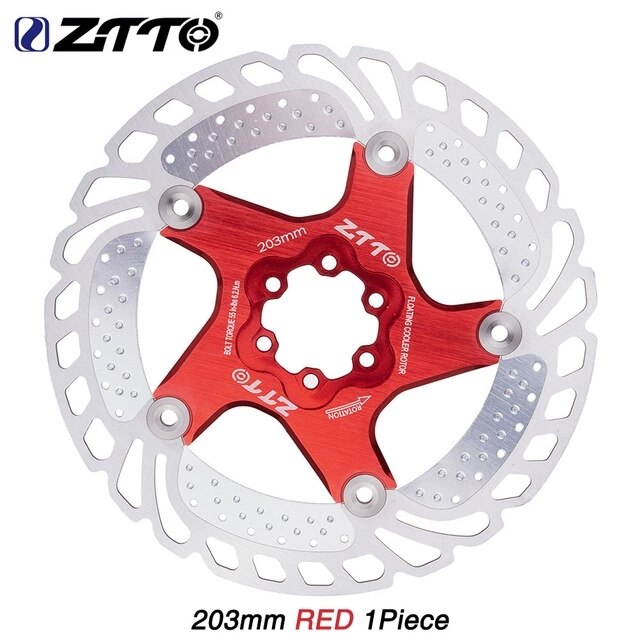 Ztto mtb køleskive mountainbike downhill flydende bremseskive seks søm flydende bremseskiver 140/160/180 / 203mm kølerotor: 203mm- røde