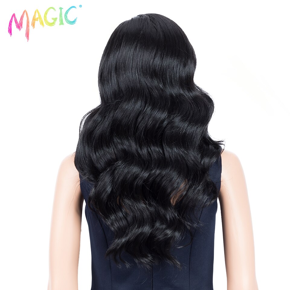 Magic Pruiken 22 "Inch Ombre Bruin Body Golvend Haar Hittebestendige Haar Deel Pruiken Synthetische Lace Front Pruiken Voor zwarte Vrouwen