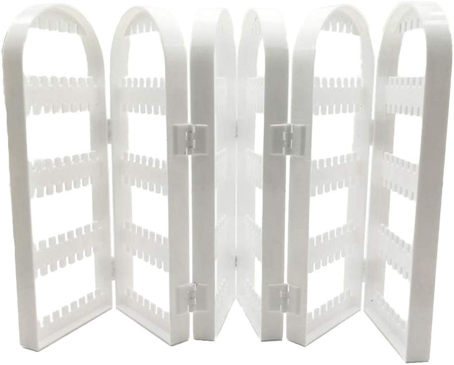 6 Layer 360 Holes Earring Holder Folding Plastic Stand Ear Stud Display Screen Earring Stand Jewelry Organizer Holder-Acrylic: White