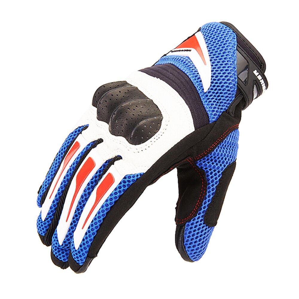Rock biker guantes moto sommer åndbar mesh motorcykel handsker touch funktion motorcykel racing handsker motocross handsker: Rgb 045 blå / L