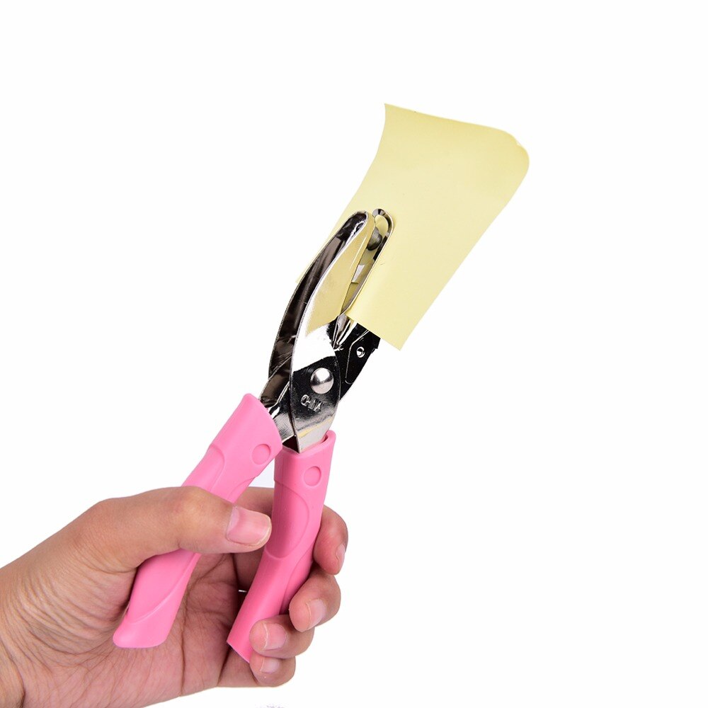 Hand-Held Cirkel Perforator Papier Punch Voor Wenskaart Scrapbook Notebook Puncher Hand Tool Met Roze Grip