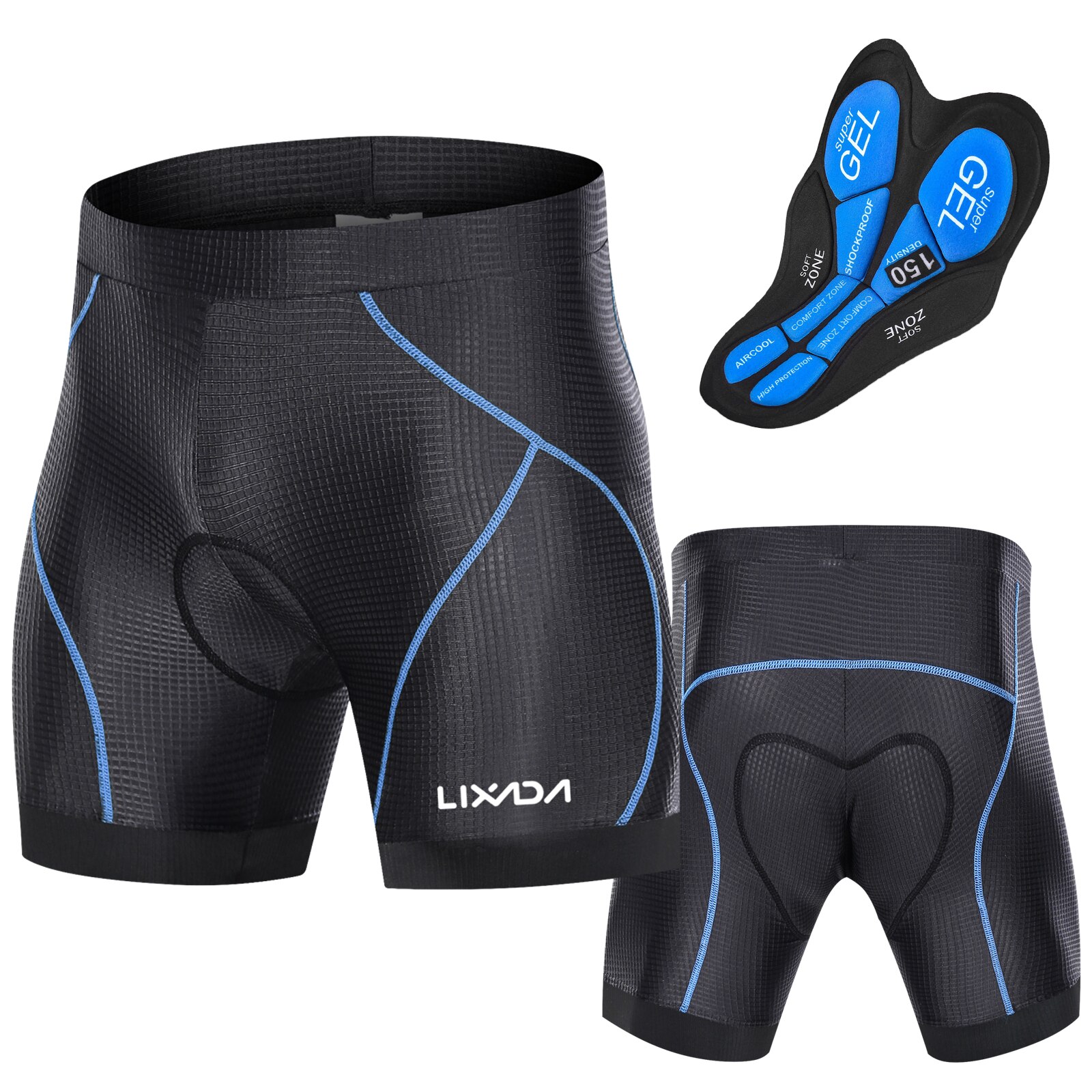 Lixada Men Bike Padded Shorts Anti-Slip Leg Grips Cycling 3D Padded Bicycle Padding Riding Shorts Biking Underwear Shorts