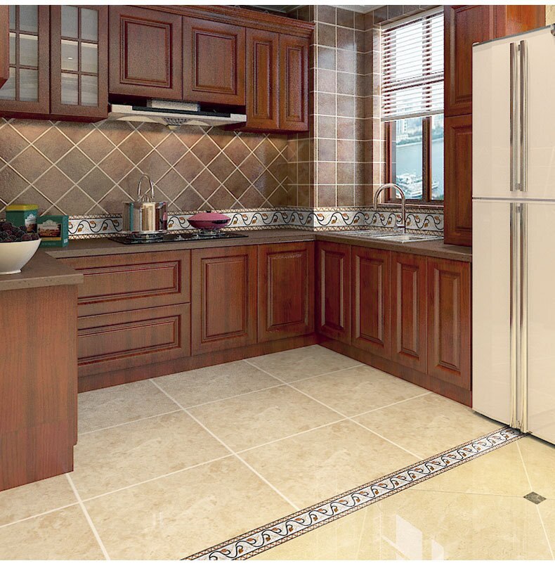 Self Adhesive Wall Stickers Waterproof Baseboard Wallpaper Border PVC European style Wall Sticker For Kitchen Bedroom Home Decor