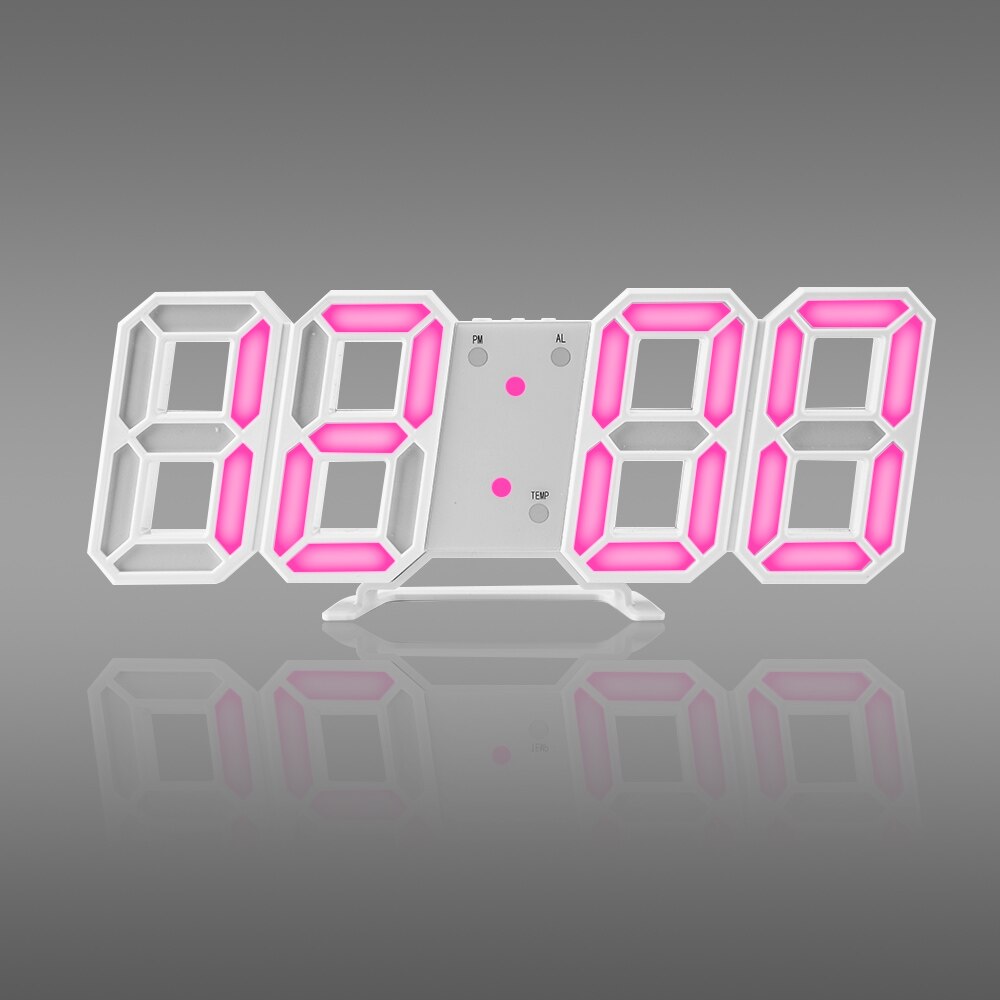 3D LED Wanduhr Moderne Digitale Tisch Uhr Alarm Nachtlicht Uhr Für Heimat Wohnzimmer Dekoration: Rosa A