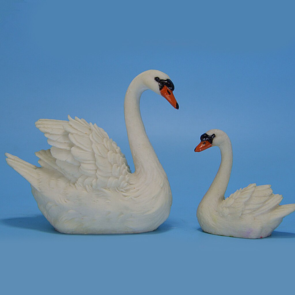 2pcs/Set Swan Sculpture Resin Realistic Swan Model For Office Adornments