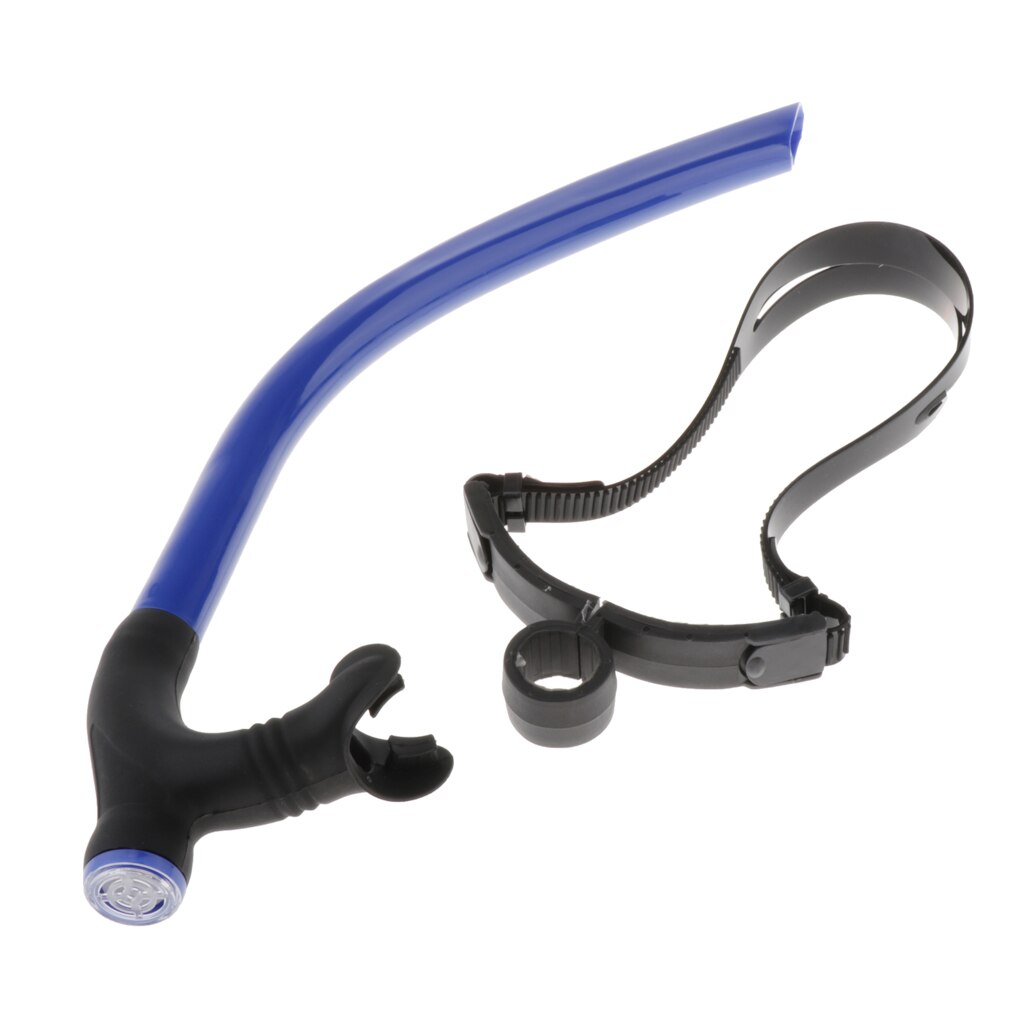 Boquilla de silicona para entrenamiento de natación, tubo de respiración para piscina, esnórquel, Correa: Blue