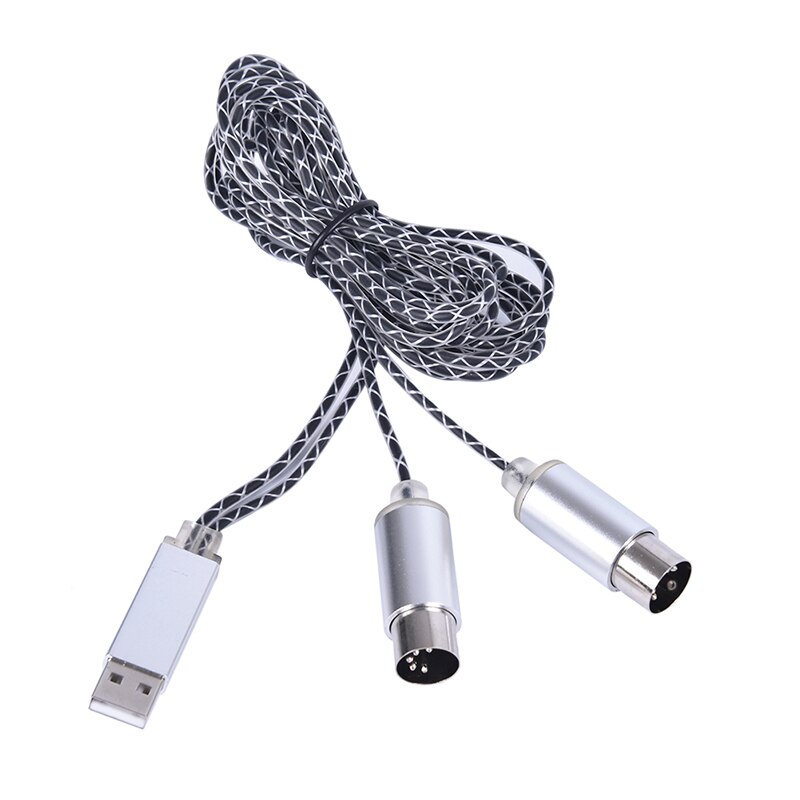 Midi-kaapeli usb in-out -muuntimeen, midi-liitäntä merkkivalolla, metallikuori