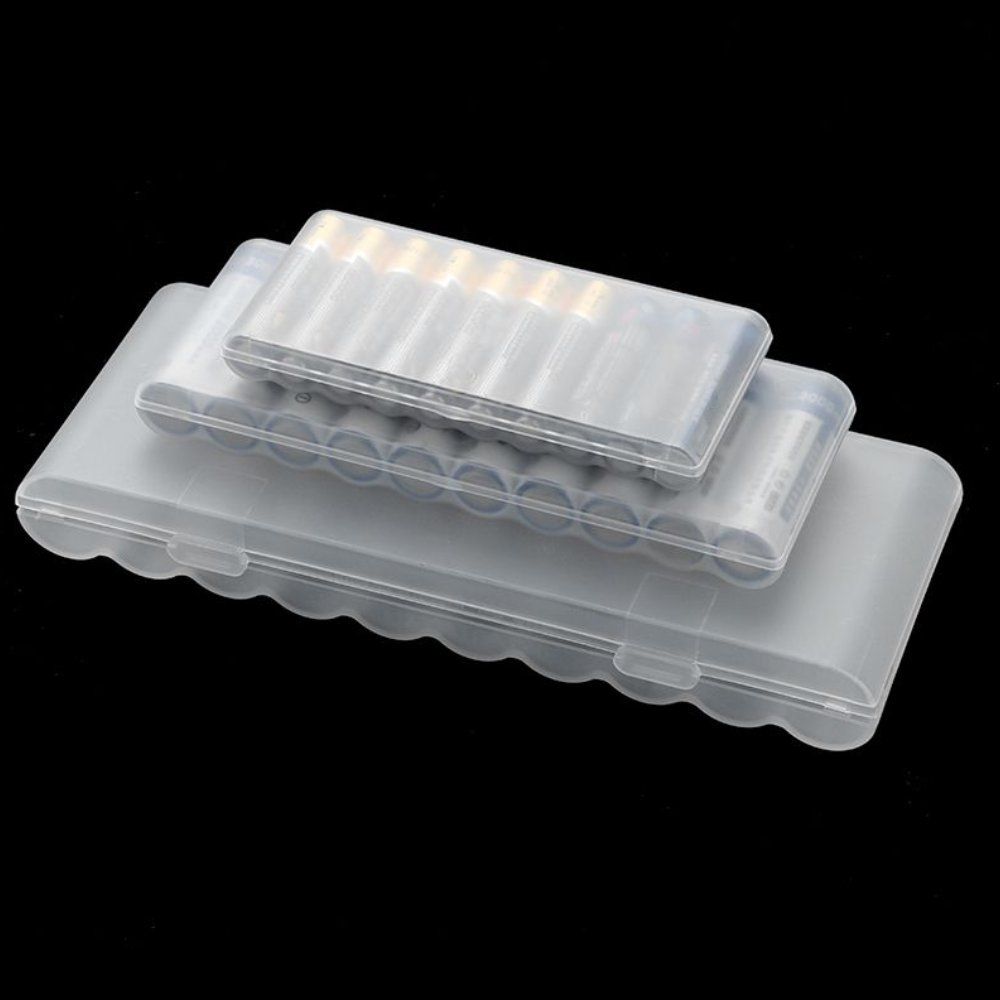 Caja de almacenamiento de batería para AAA/AA/18650, contenedor de batería de plástico duro transparente, organizador resistente al agua y duradero, 10 ranuras
