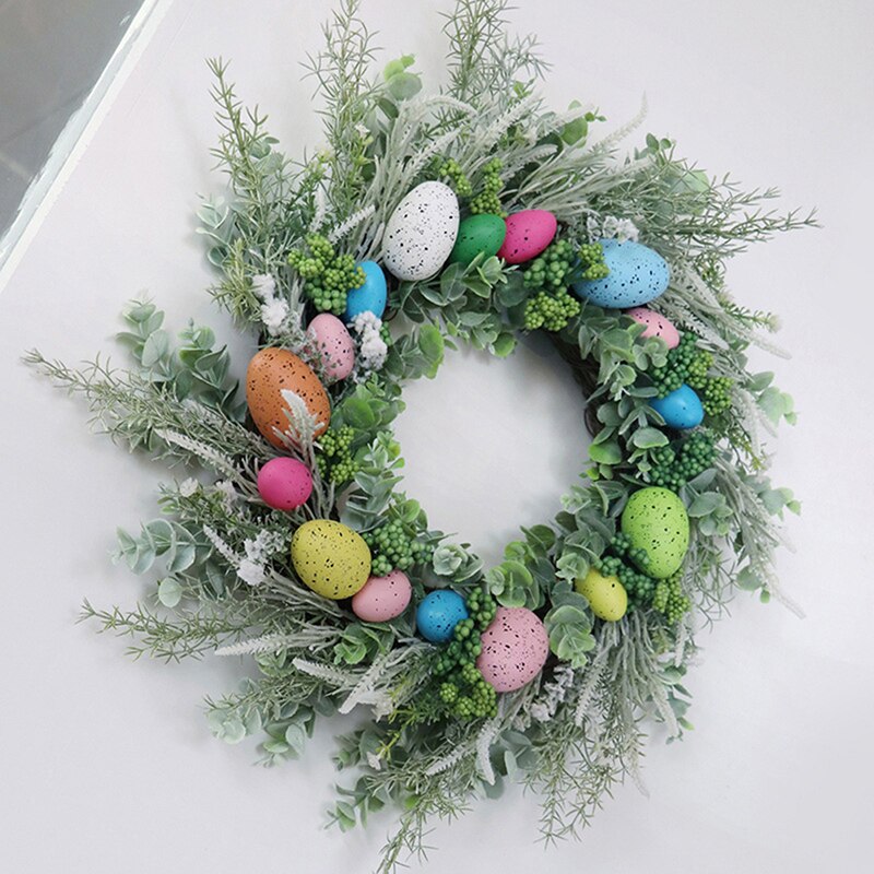 Easter Garland Eggs Rattan Wreath Artificial Flower Wreath Home Easter Decor