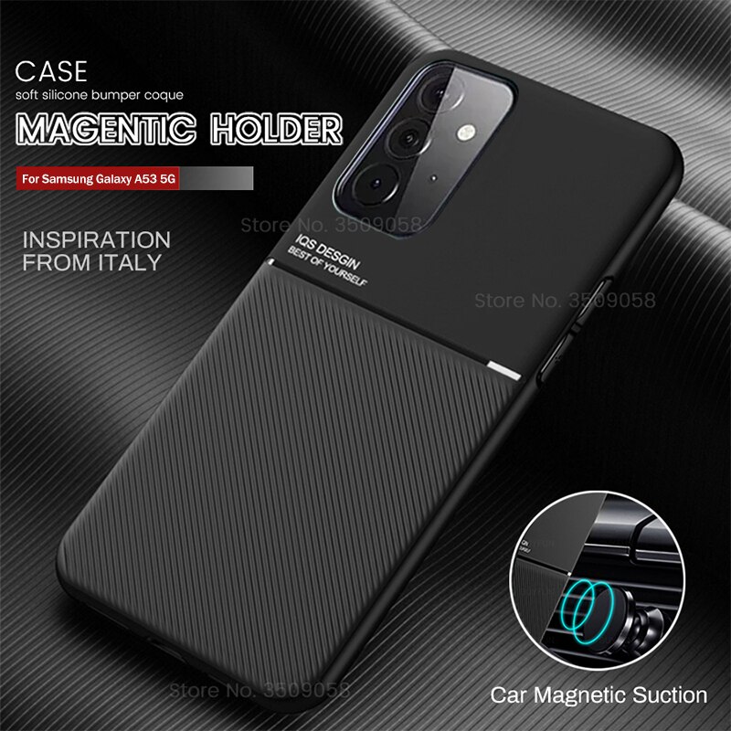 For Samsung A53 2022 Case Leather Texture Car Holder Magnetic Cover On Galaxy A53 5G SM-A536B/DS 6.52" Silicone Protect Fundas