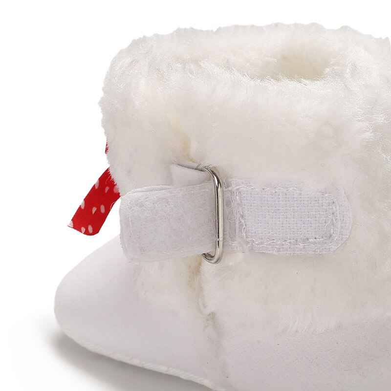 Cute Bow Baby Girl Boots Plush Newborn Baby Girl Boy Boots Infant Toddler First Walkers Shoes Winter Thick Warm Non-Slip Boot