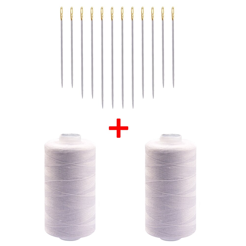500M Sewing Thread Polyester Thread Strong And Durable Sewing Spools with 12pcs Self Threading Needles for Hand Needlework: set.1