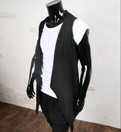 Mannen Vest Herenkleding Uitloper Slanke Vest Mouwloze Trui Mode Casual Blusas Masculinas T456: Black / Xl