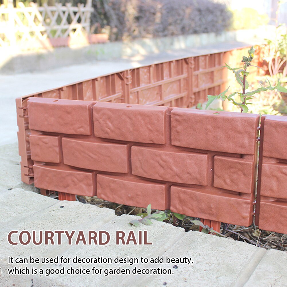 4pcs/set Path Indoor Garden Landscape Easy Install Lawn Kindergarten Flower Vegetable Plastic Courtyard Fence Brick Red Home DIY