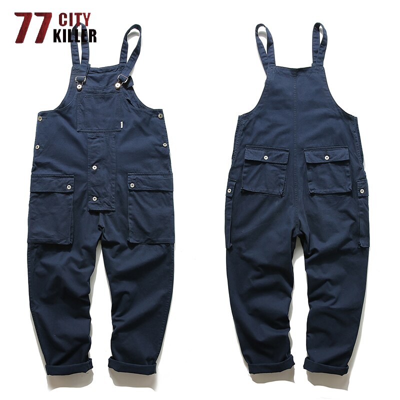 77 stadt Mörder Fracht Multi-Tasche Bib Overalls Männer Amerikanischen Streetwear Arbeit Jogger Männlichen Overalls Casual Oversize Bib Hosen