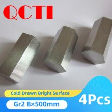 4Pcs Gr2 Titanium Hex Bar Rod Pickling Cold Drawn Bright Surface 8×500mm Hexagonal Rods for Various Processing