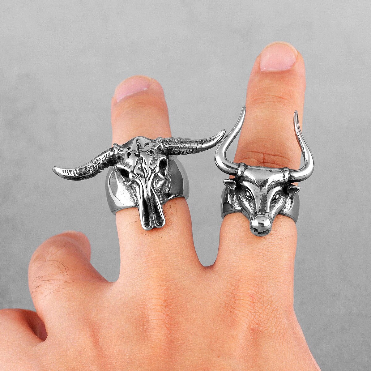 Bull Head Matador Stainless Steel Mens Rings Punk Hip Hop Hyperbole for Male Boyfriend Biker Jewelry Creativity