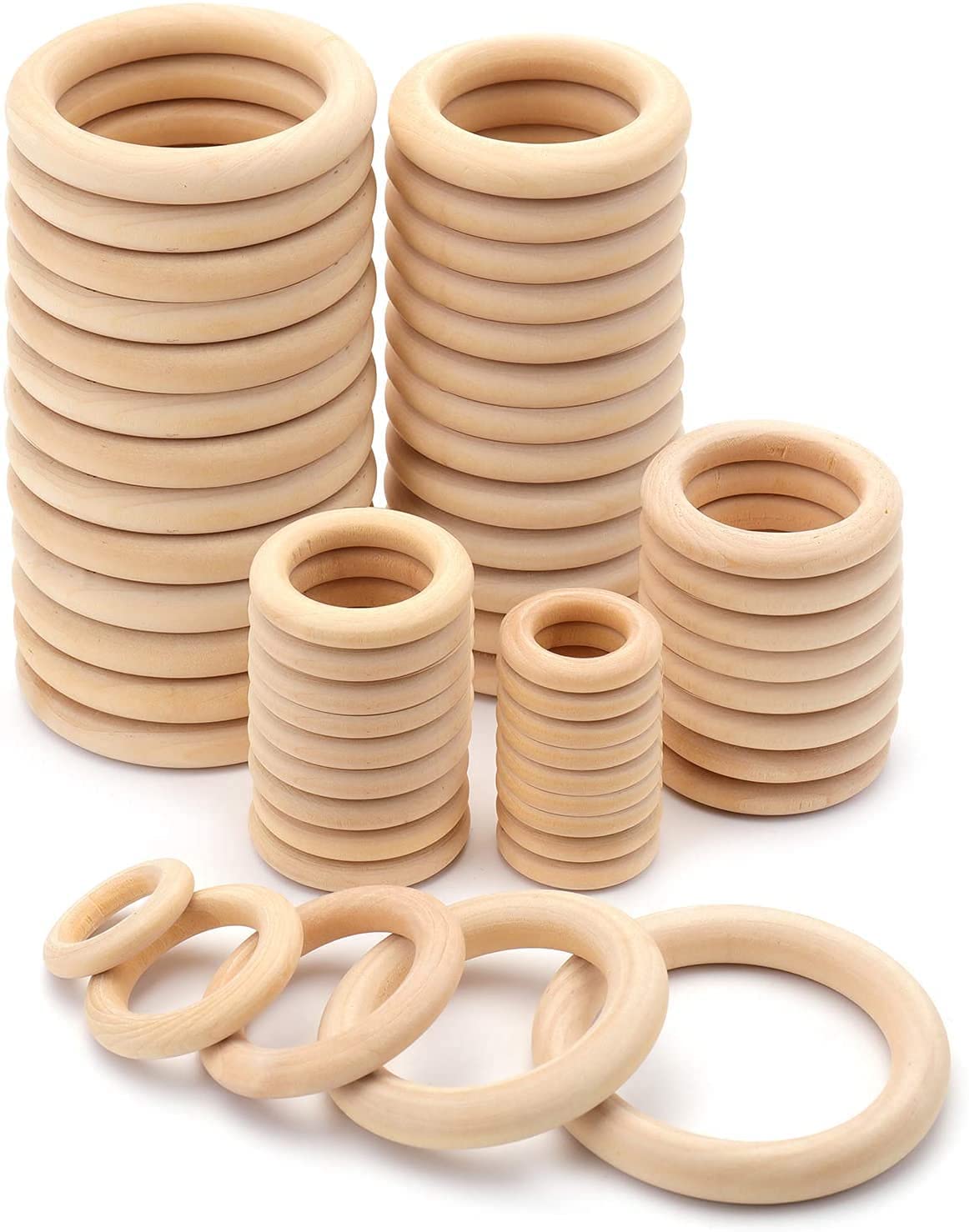 15-100mm feine naturholzringe, hölzerner beißRing für babys, kreis, diy-schmuckherstellung aus holz, ringspielzeug, anhänger, bastelaccessoires