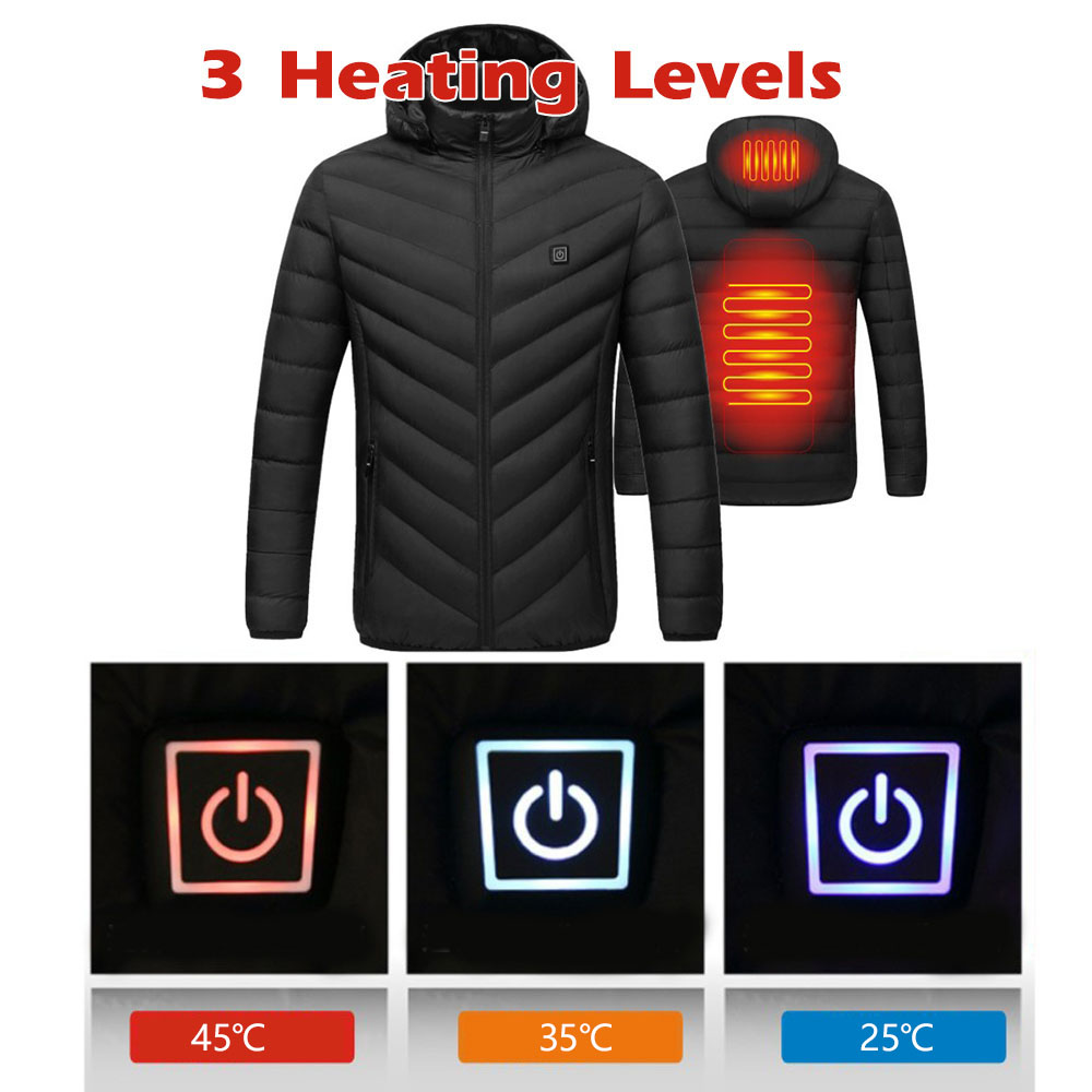 Electric Heated Coat Smart Heating Cotton Jacket Unisex Lightweight Heated Clothing for Men Women Hiking Skiing Winter Cycling