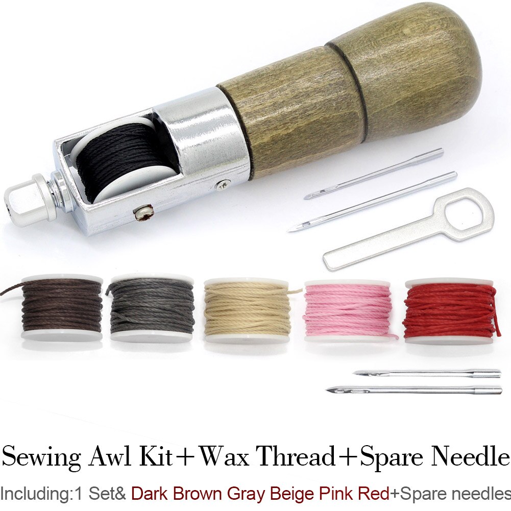 DIY Shoe Repair Leather Supplies Craft with Needle Waxed Thread Leathercraft Accessories Stitching Awl Tool Kit Sewing Machine: PG08Y4