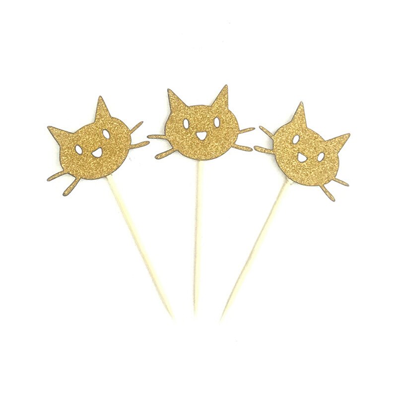 12Pcs Kat Cupcake Toppers Pick Bruiloft Kinderen Verjaardagsfeestje Decoratie Leuke Dierlijke Kat Cake Topper Decor