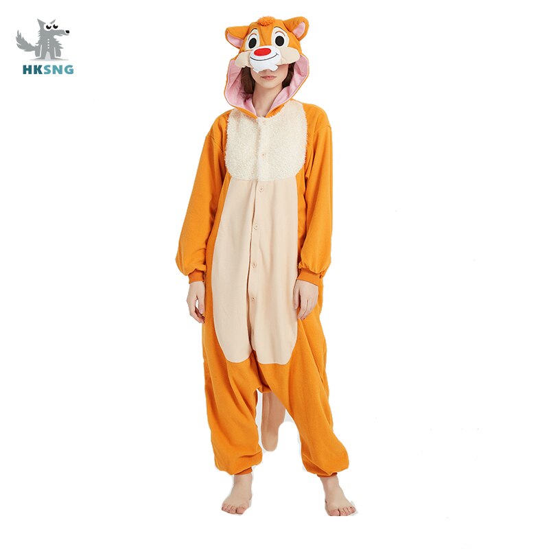 HKSNG Unisex Adult Animal Chipmunk Onesie Kigurumi Brown Squirrel Costumes Pajamas Christmas