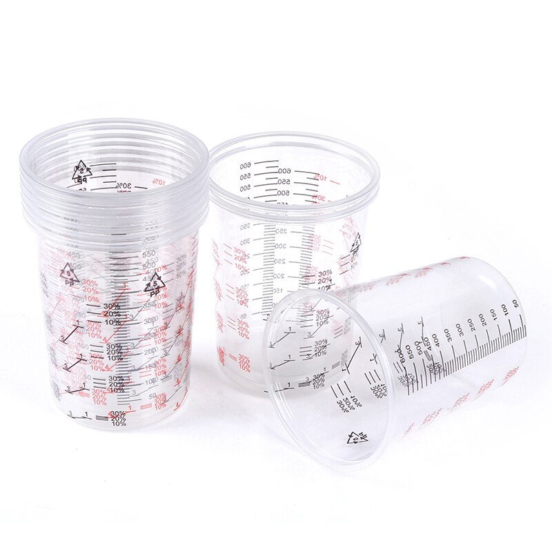 Gobelets de mélange de peinture en plastique, 600ml, 10 pièces, gobelets calibrés pour mélange précis de peinture et de liquides