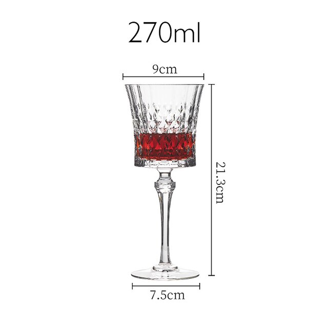 Copa de cristal tallada de estilo europeo, copas de vino de lujo con diamantes, para Bar, , hogar, Hotel: A-270ml