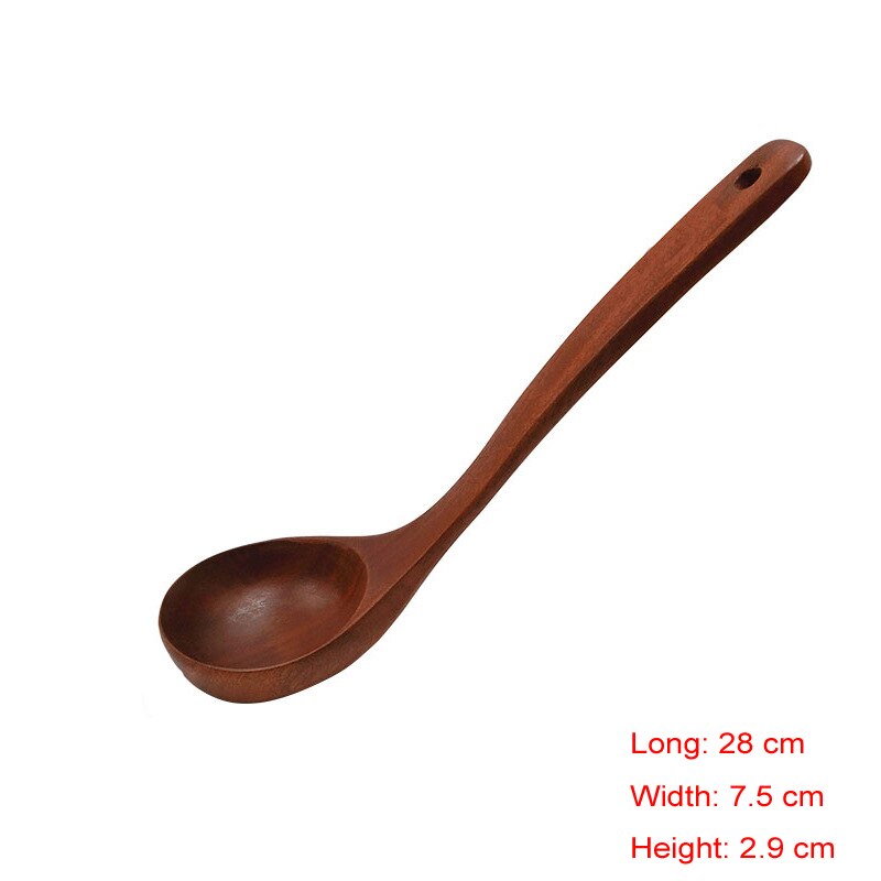Juego de utensilios de cocina antiadherentes de madera de teca, espátula, pala, sopa, cuchara de arroz, herramienta de cocina, vajilla, 1 ud.: 7