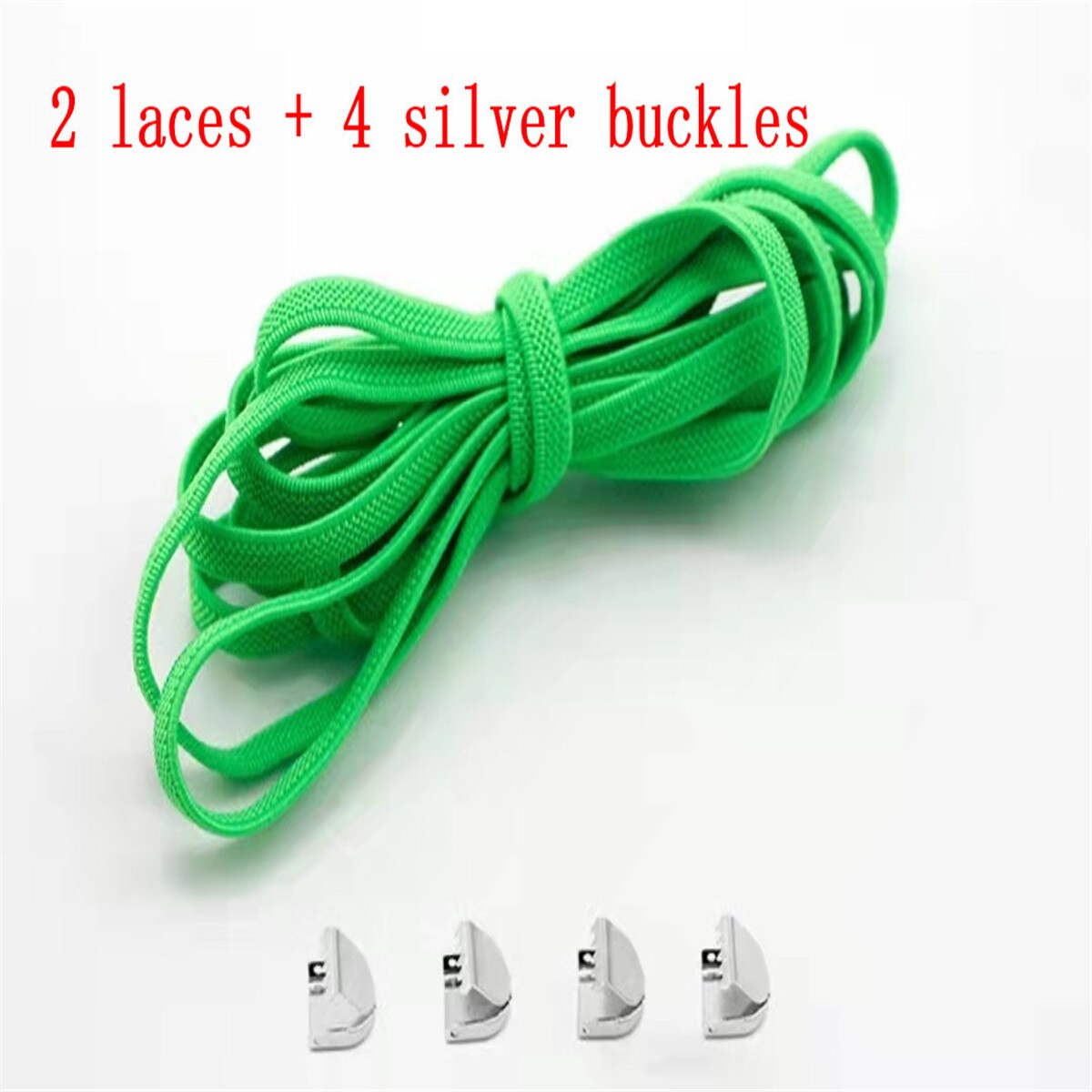 Cordones elasticos zapatillas sznurówki których nie trzeba wiązać sznurowadła dla dzieci i trampki dla dorosłych sznurowadło szybki leniwy metalowy zamek sznurowadła: zielony