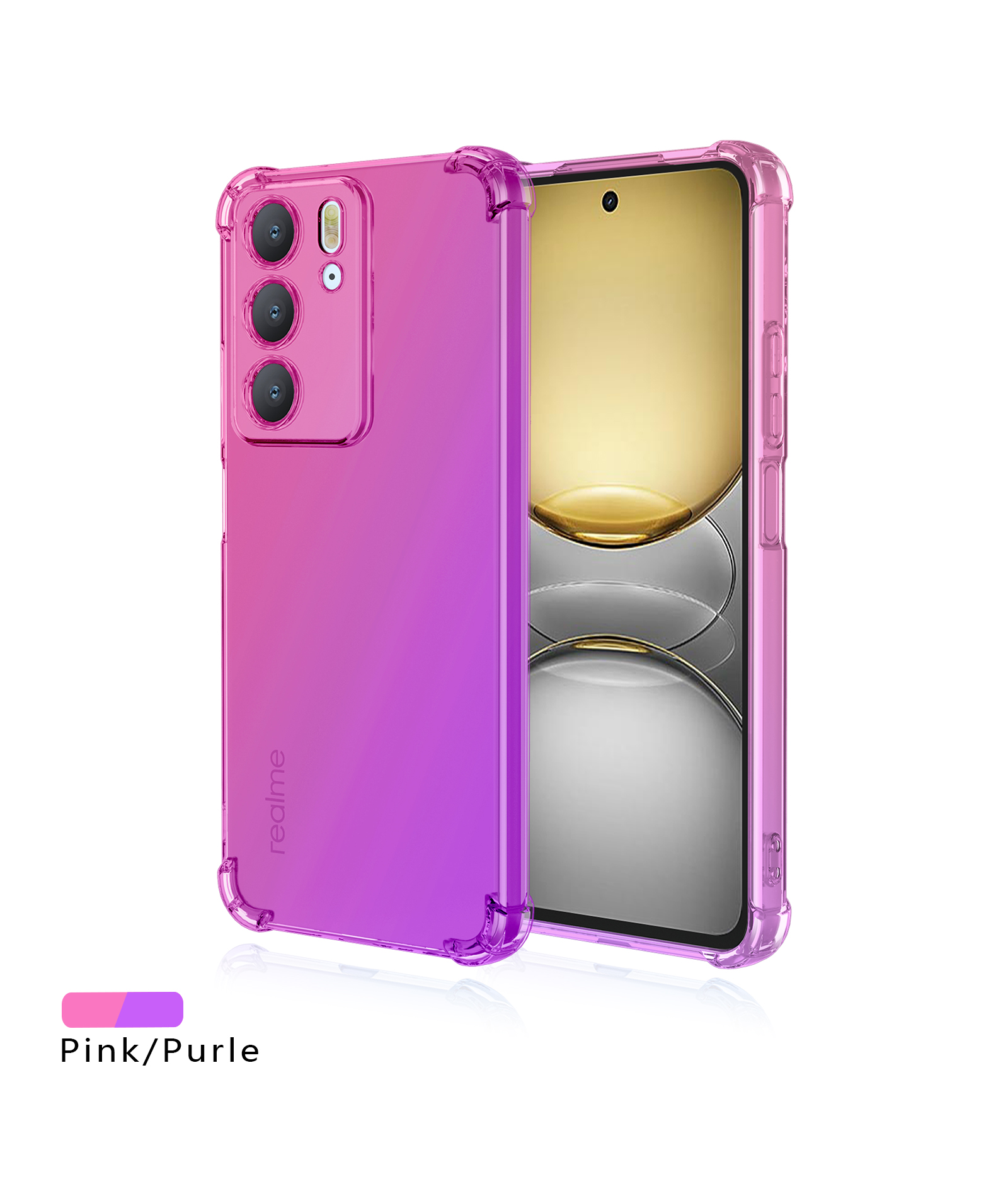 Coque Airbag en TPU dégradé antichoc pour Realme C75 4G, housse de protection, Coque Capa Fundas: Marron