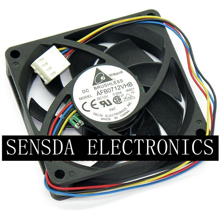 Cooler Fan for Delta 70mm x 15mm CPU Fan 4 Pin PWM High Airflow 41 CFM Dual Ball AFC0712DB DC 12V 0.45A 4-WIRE Cooler Fan for Delta 70mm x 15mm CPU Fan 4 Pin PWM High Airflow 41 CFM Dual Ball AFC0712DB DC 12V 0.45A 4-WIRE