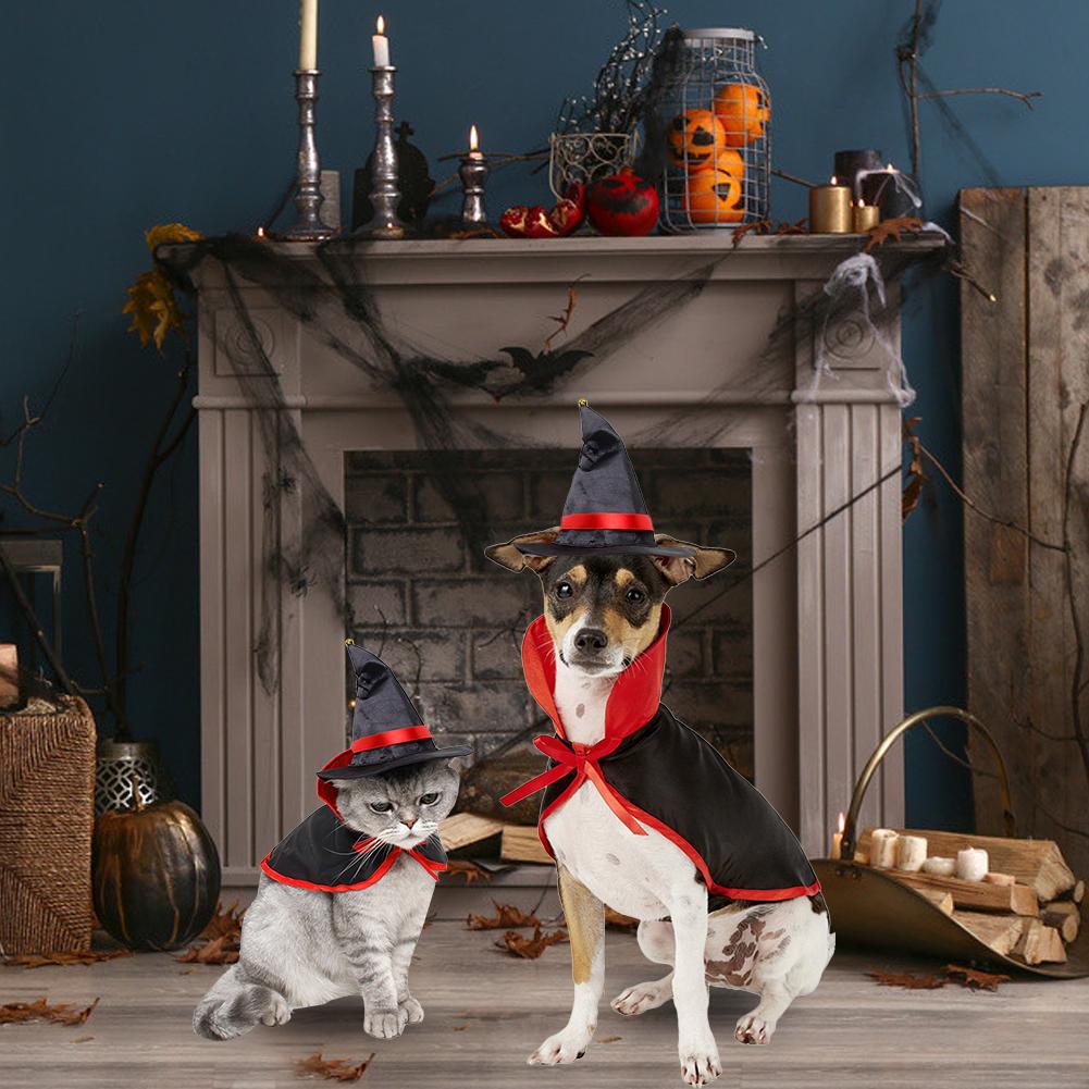 Huisdierkat cosplay mantel kostuum hoorn halloween huisdier kostuums schattige cosplay vampier mantel cape hond pet met cosplay hoorns 40a