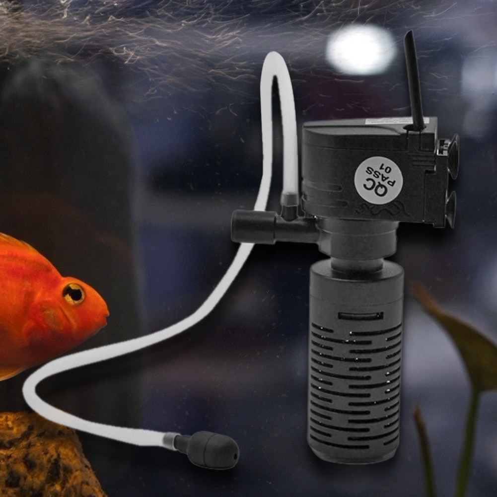 Mini Filtro de tanque de peces multifuncional 220V 3W 3 en 1, purificador de agua sumergible de oxígeno para acuario, filtro de tanque acuario