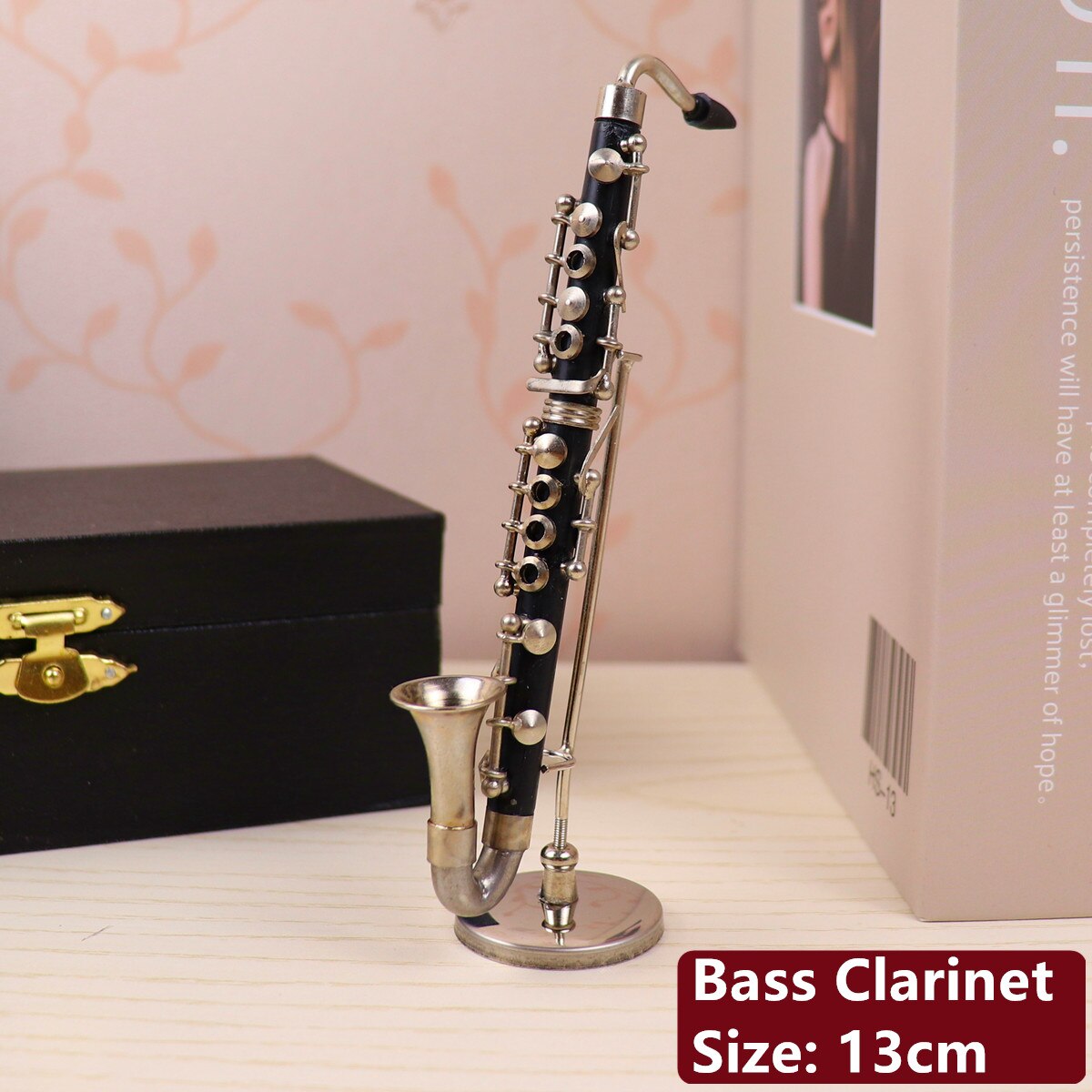 Dh Miniature Flute Clarinet Saxophone Trumpet Trombone French Horn Model Mini Musical Instrument Ornaments and Decoration: Bass Clarinet-13cm