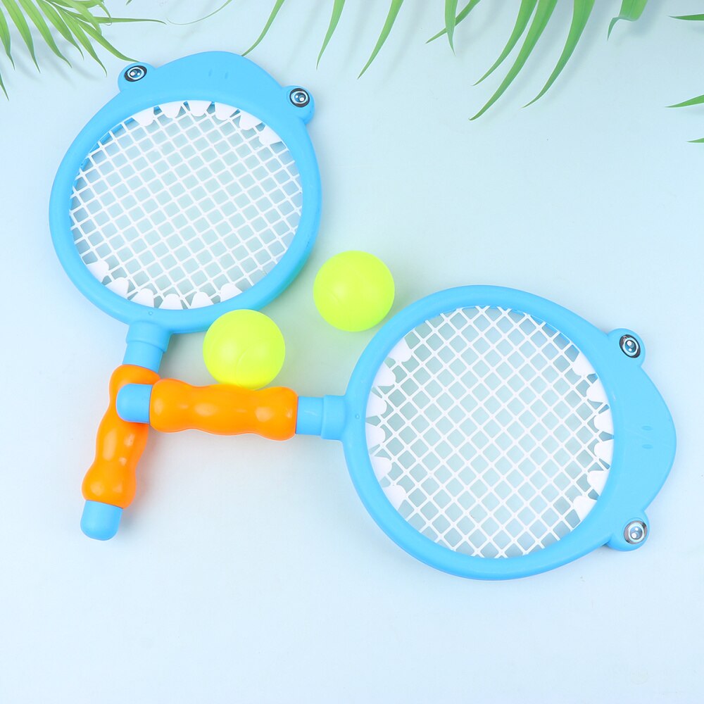 1 ensemble enfants raquette de Tennis Badminton raquette ensemble avec balles intérieur et extérieur jouets de sport pour enfants enfants-motif requin (2p