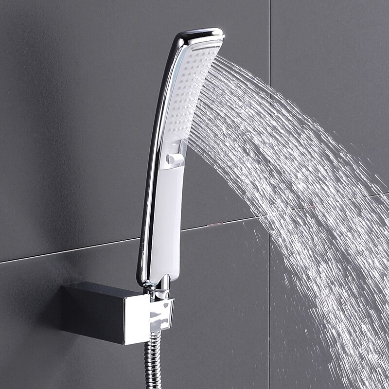 Waterfall 2 funksjon håndholdt dusjhode høytrykk regndusj sprøyte vannbesparende krom dusjsett bad