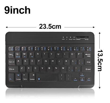 Ultra-Slim Bluetooth Toetsenbord Draagbare Mini Draadloze Toetsenbord Oplaadbare Voor Ipad Samsung Tablet Telefoon Ios Android Windows: 9inch Black