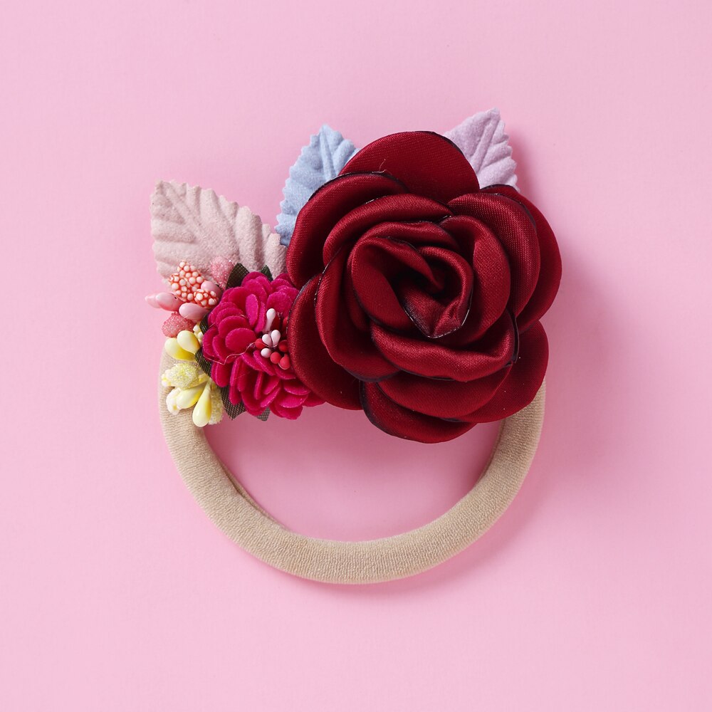 2020 moda flor do bebê menina acessórios de algodão rosa elástico faixas de cabelo adorável náilon headbands para crianças recém-nascidos laços de cabelo: A6NSFB-9858-3