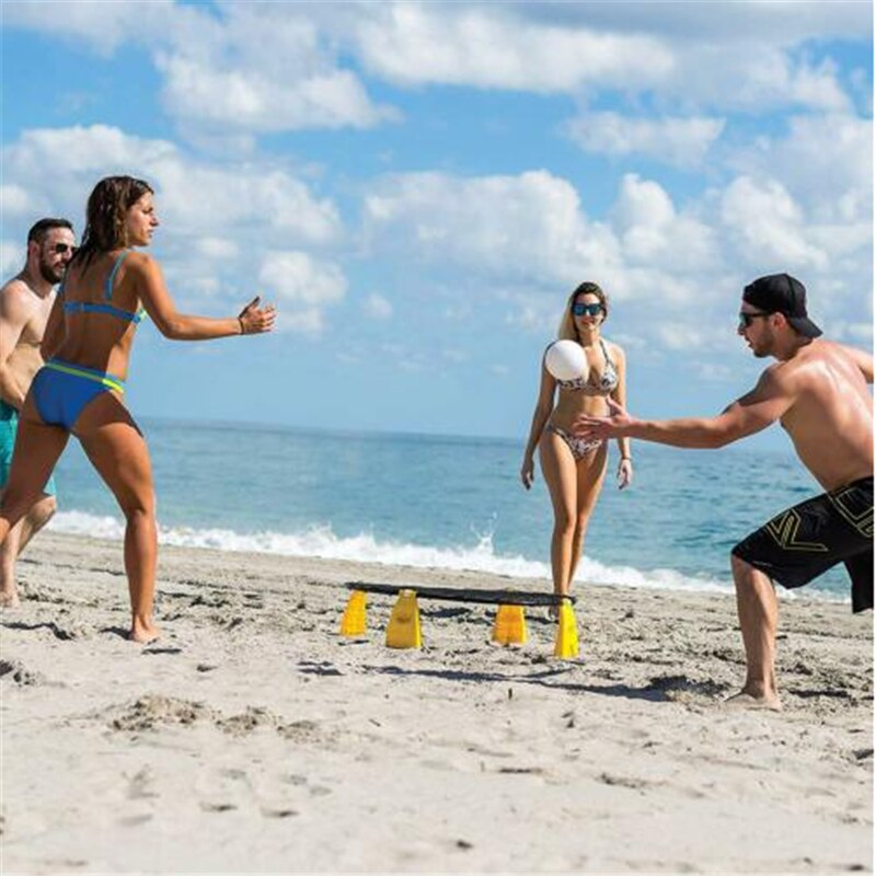 Mini beachvolleyboll utomhus boll spel set gård trädgård lag sport fitness utrustning med 3 bollar volleyboll nät