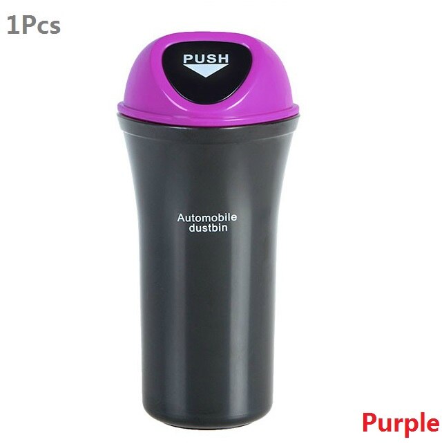 Mini cubo para colgar basura de coche de 9cm * 7cm * 20cm, caja de almacenamiento multifunción para cáscaras, accesorios para coche, suministros multifunción, duradero,: Púrpura