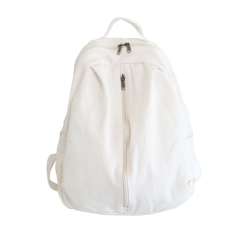 2022 Canvas Backpack Women Causal Travel Backpack Solid Color Unisex Laptop Student Schoolbag For Teenages Girls Bookbag: White
