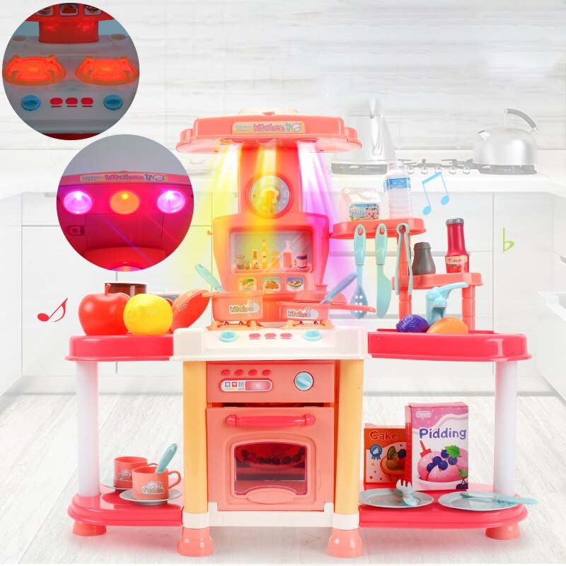 29Stck freundlicher Spielen Haus Küche Spielzeug einstellen Klang und Licht Klang Effekte freundlicher Kochen Reis Kochen Utensilien