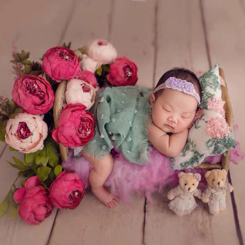 Spædbørn nyfødt fotografering rekvisitter blomster pude baby piger drenge fotoshoot tilbehør
