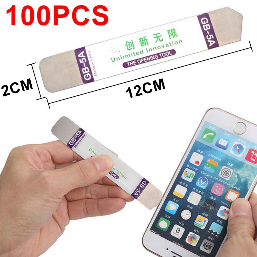 100 pçs metal liso macio fino aço inoxidável pry blade tela lcd ferramenta de abertura do pé-de-cabra para o telefone celular tablet reparo
