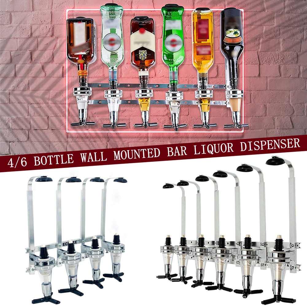 4/5/6 flaske sprit dispenser veggmontert alkohol drink shot cocktail shaker, bar verktøy roterende vin drikke whisky dispenser